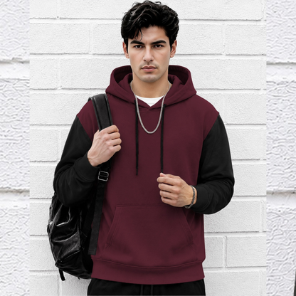 Men Dual Color Hooded Neck Winter Sweatshirts