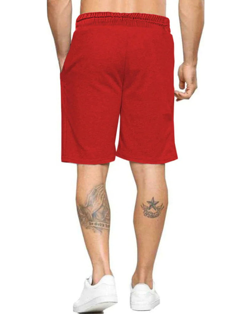 Men Red Skull Printed Mid Rise Regular Fit Shorts