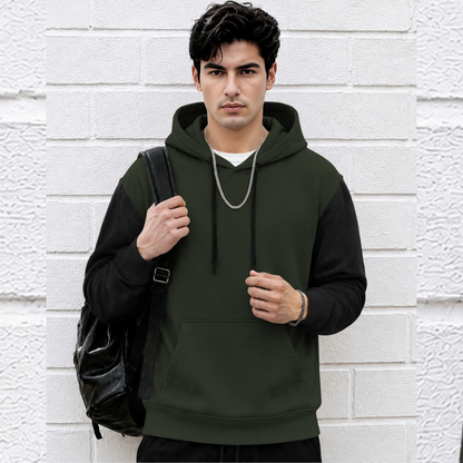 Men Dual Color Hooded Neck Winter Sweatshirts