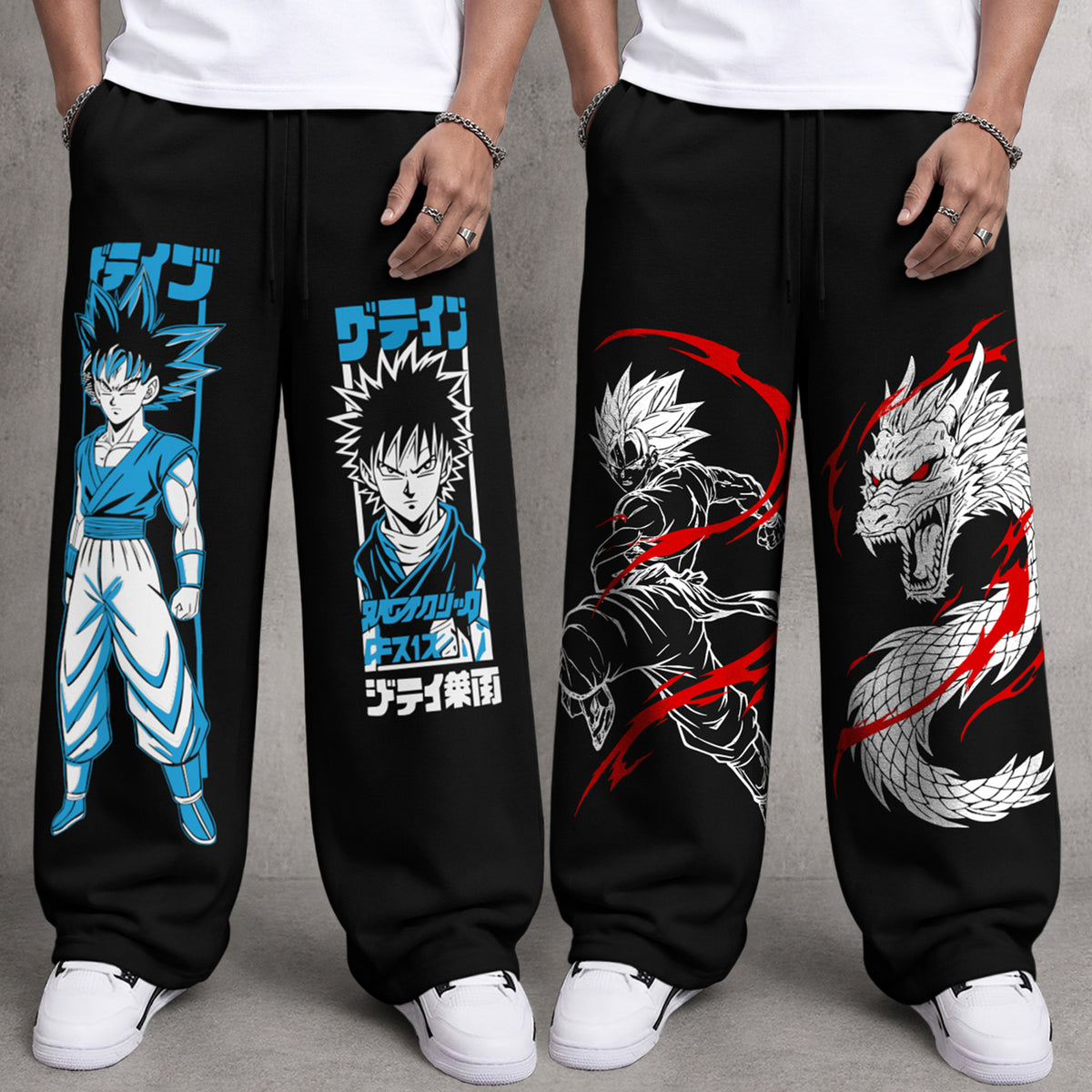 (Pack of 2) Mens Printed and Solid Baggy Fit Track Pants Combo