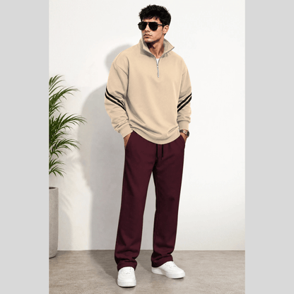 Tracksuit High Neck Sweatshirts And Plain Baggy Trackpants