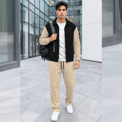 Mens Polo Neck Dual Color Jacket Winter Tracksuits