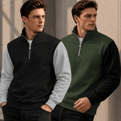 Men Dual Color High Neck Sweatshirts