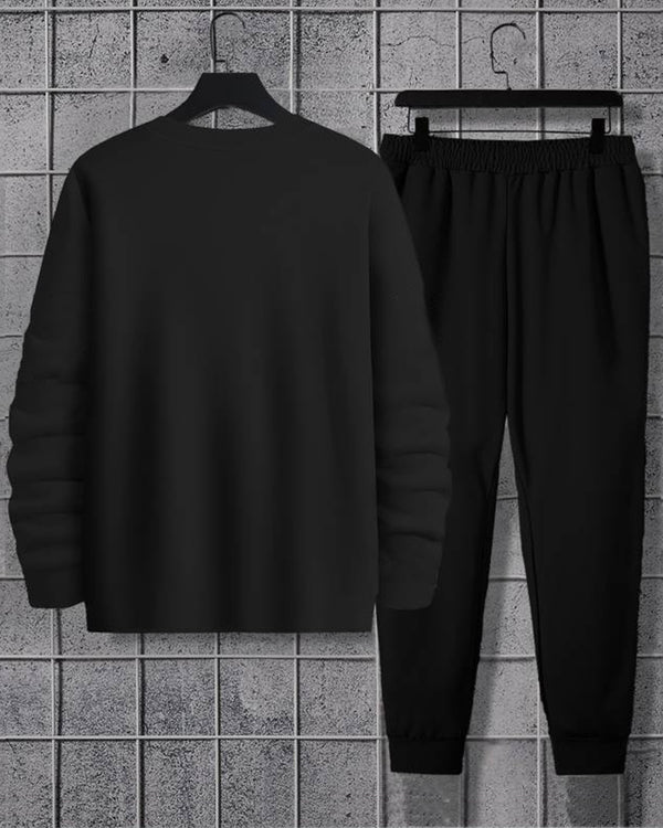 Tracksuit For Men Believe Black T-shirt / Black Printed Trackpant