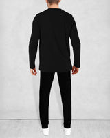 TRACKSUIT - MEN FULL SLEEVE V NECK T-SHIRT BLACK | BLACK TRACKPANT