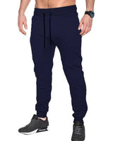 Men Plain Navy Blue Cuffed Ankles Cotton Jogger TrackPant