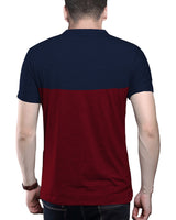 Men Navy Blue Striped Colorblock Round Neck T-shirt