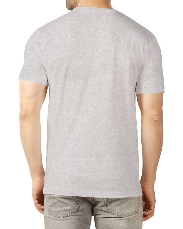 Men White Line Printed Round Neck T-shirt