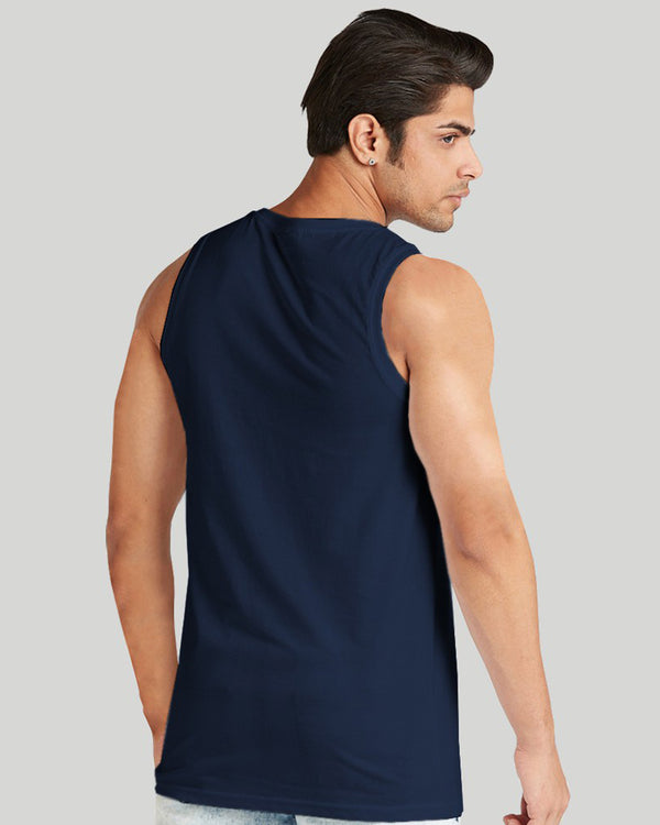 Men Checkered Navy Blue Printed Vest