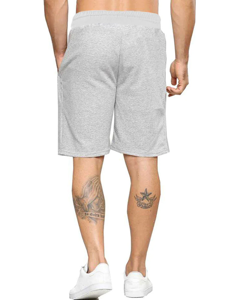 Men Grey Skull Printed Mid Rise Regular Fit Shorts