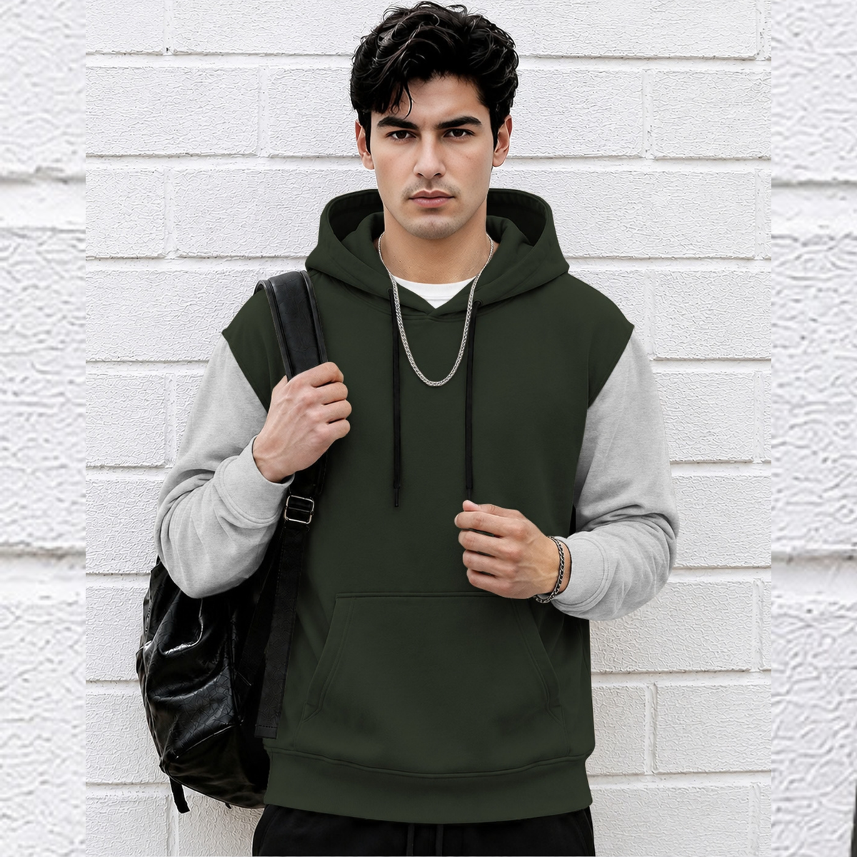 Men Dual Color Hooded Neck Winter Sweatshirts