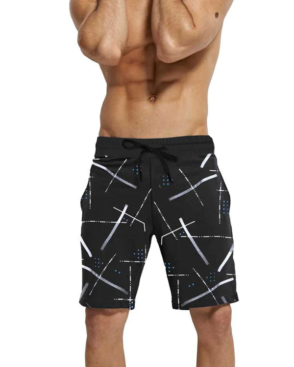 Men Black Printed Regular Shorts