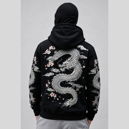Mens Back Prined Graphic Design Zip-Up Winter Mask Jacket Black