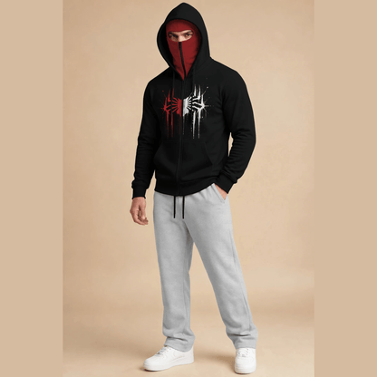 Tracksuit Mask Hooded Jackets And Plain Baggy Trackpants