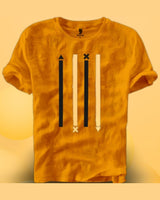 Men Yellow Line Printed Round Neck T-shirt