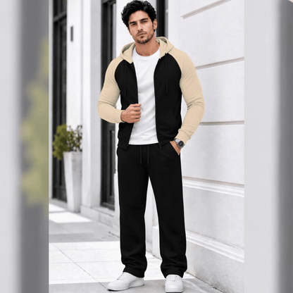 Mens Hooded Neck Dual Color Jacket Winter Tracksuits