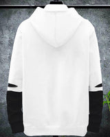 Full Sleeve Printed Men White Black Sweatshirt