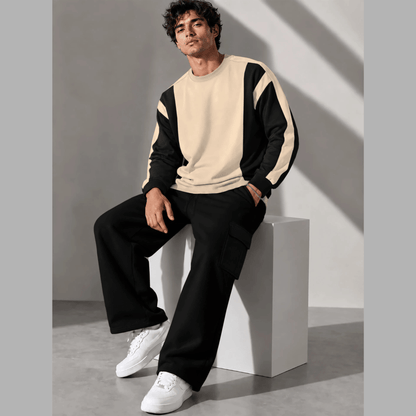 Tracksuit Round Neck Sweatshirts And Plain Cargo Trackpants