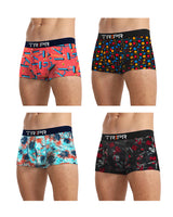 (Pack Of 4) Mens Printed Trunks / 5 Variants