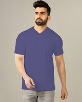 Solid Men V-Neck  Half Sleeves T-Shirt