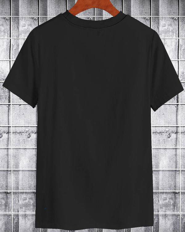Men Marshmallow Printed Black Round Neck T-shirt