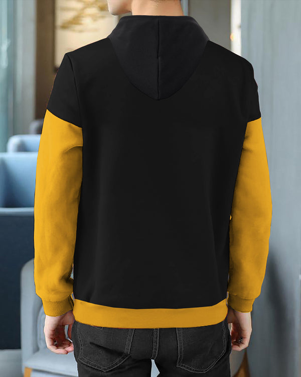 men Black Yellow Hoodie t-shirt