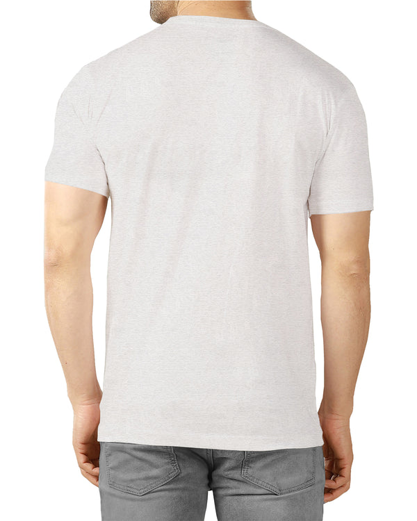 Men Light Grey Line Printed Round Neck Half Sleeve T-shirt