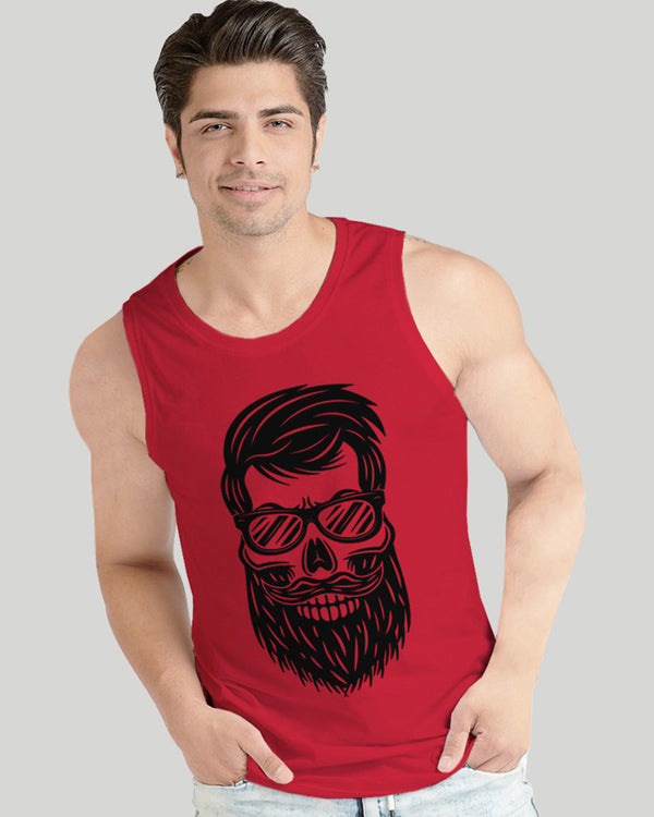 Men Red Face Printed Vest