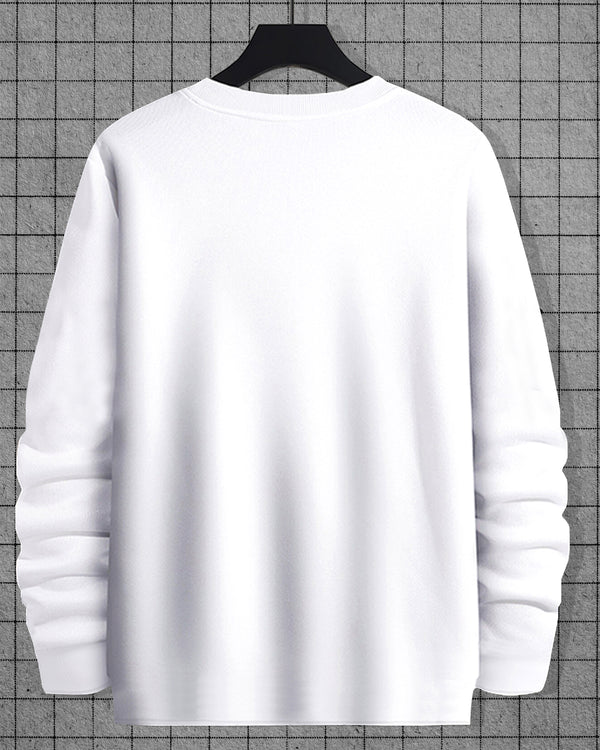 Men Marshmallow Printed White Full Sleeve T-shirt