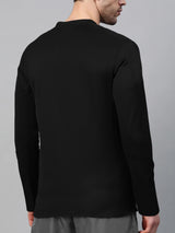 Men Solid Round Neck Cotton Blend Black T-Shirt