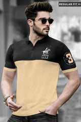 Black Beige Polo T-Shirt