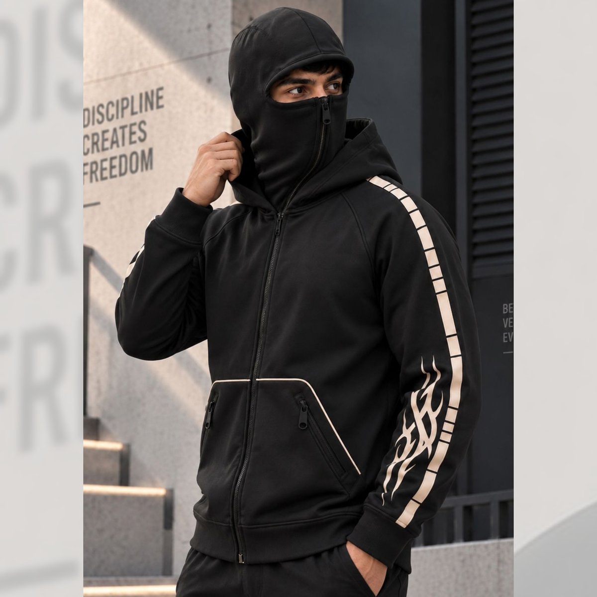 Mens Black Zip-Up Winter Jacket