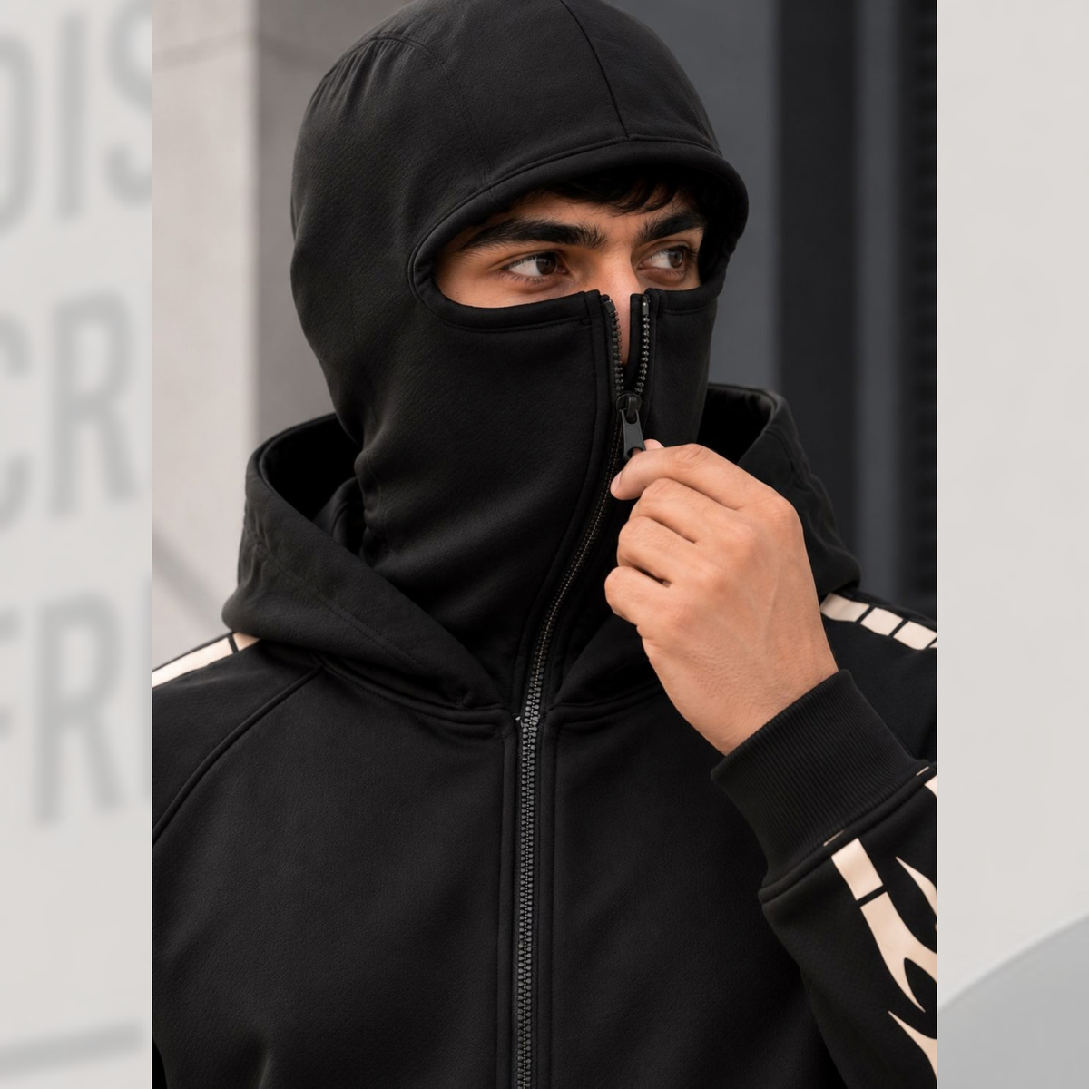 Mens Black Zip-Up Winter Jacket