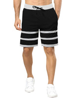 Striped Men Black Grey Regular Shorts