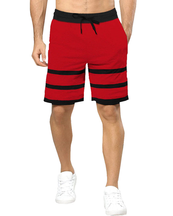 Striped Men Red Black Regular Shorts