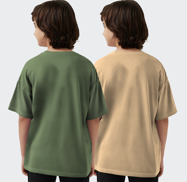 (Pack of 2) Boys Flap Pocket Typography Round Neck Half Sleeve T-Shirt