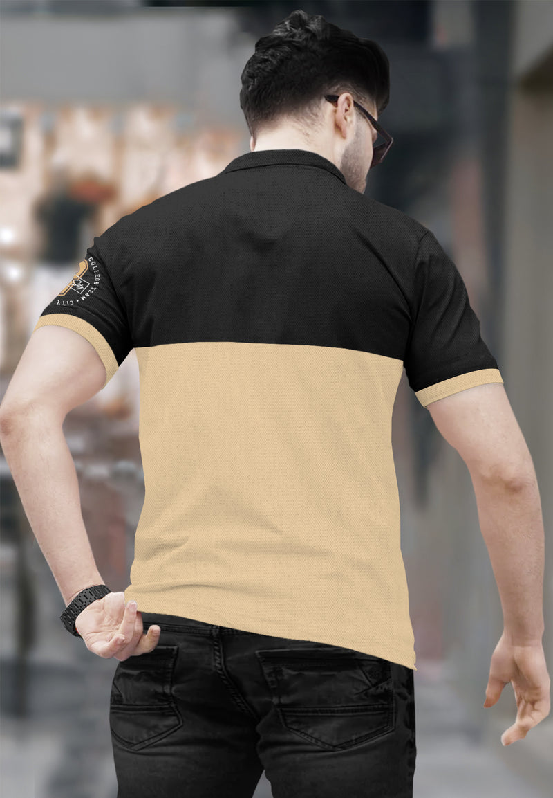 Black Beige Polo T-Shirt