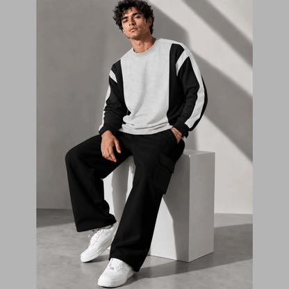 Tracksuit Round Neck Sweatshirts And Plain Cargo Trackpants