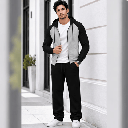 Mens Hooded Neck Dual Color Jacket Winter Tracksuits