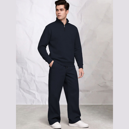 Tracksuit Men High Neck Sweatshirt & Matching Plain Loose Fit Trackpants