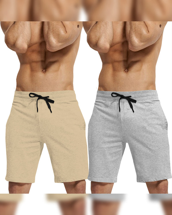 mens short-PACK OF 2-Brown-grey