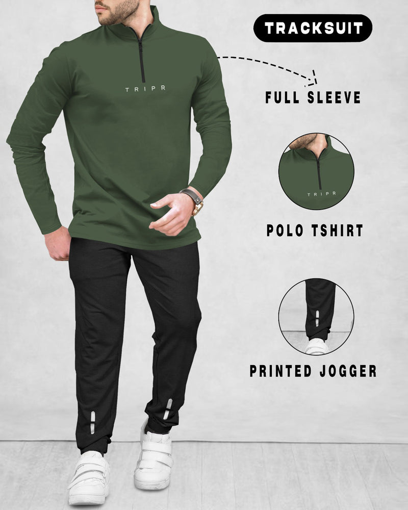 mens tracksuit OLIVE GREEN-BLACK