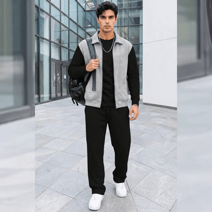 Mens Polo Neck Dual Color Jacket Winter Tracksuits