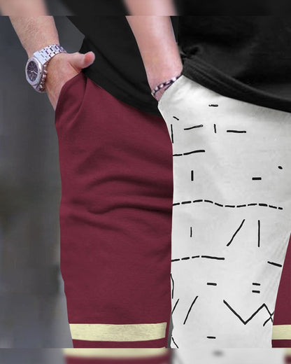 (Pack Of 2) Men Printed Maroon & White Trackpants