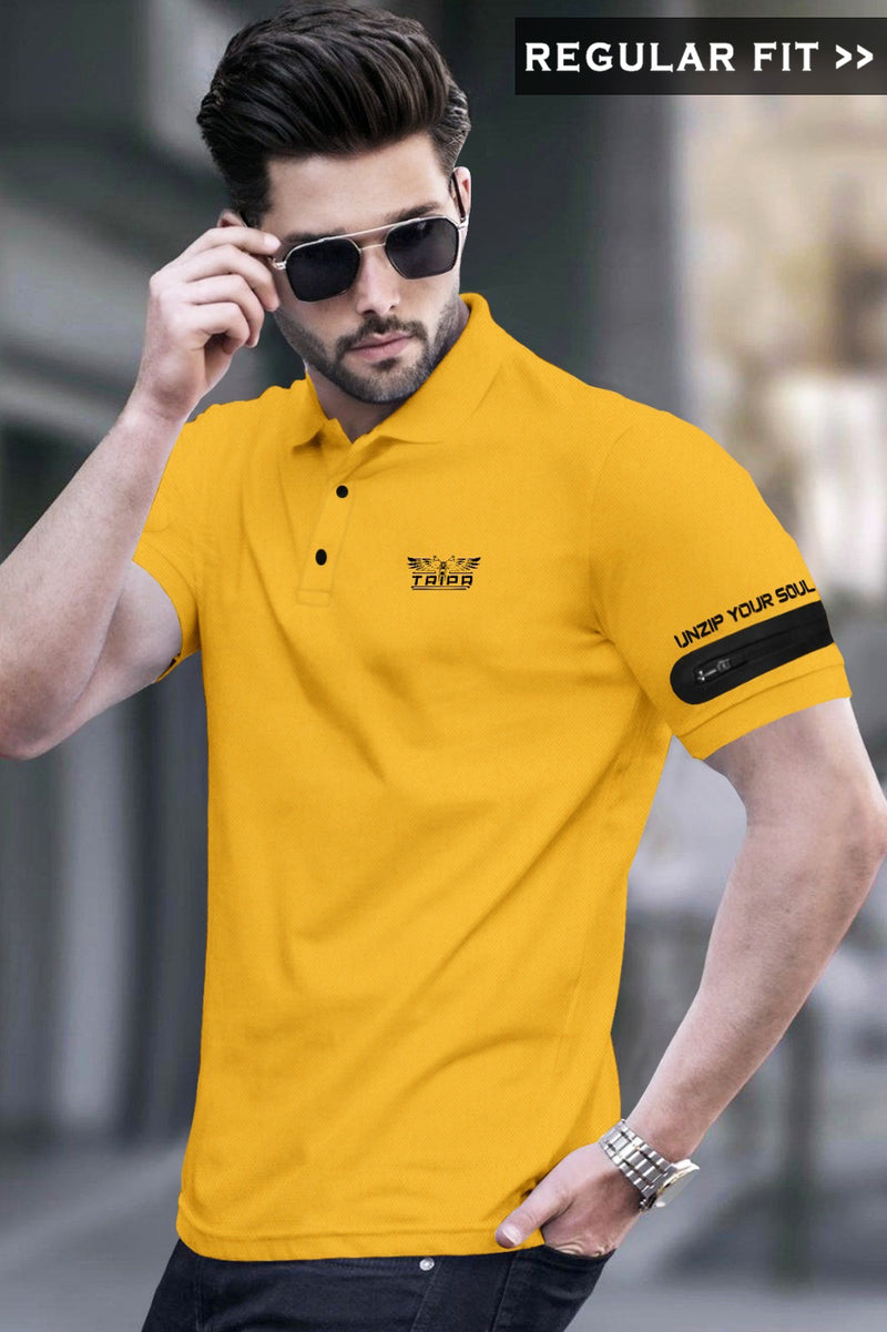 Men Yellow Designer Polo T-shirt