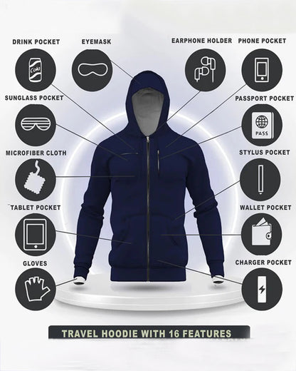 Travel Hoodie | Full Sleeve Navy Blue