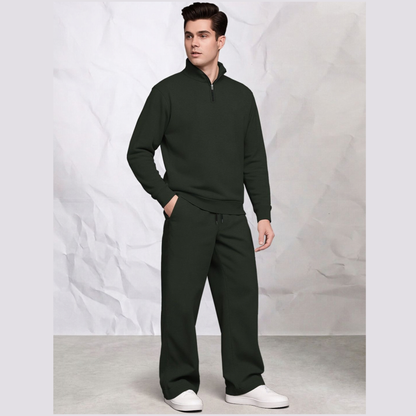 Tracksuit Men High Neck Sweatshirt & Matching Plain Loose Fit Trackpants