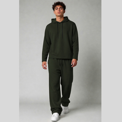 Outfit Set Plain hooded Tshirt - Plain Loose Fit Trackpants
