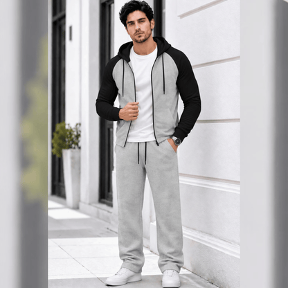 Mens Hooded Neck Dual Color Jacket Winter Tracksuits