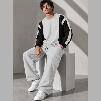 Tracksuit Round Neck Sweatshirts And Plain Cargo Trackpants